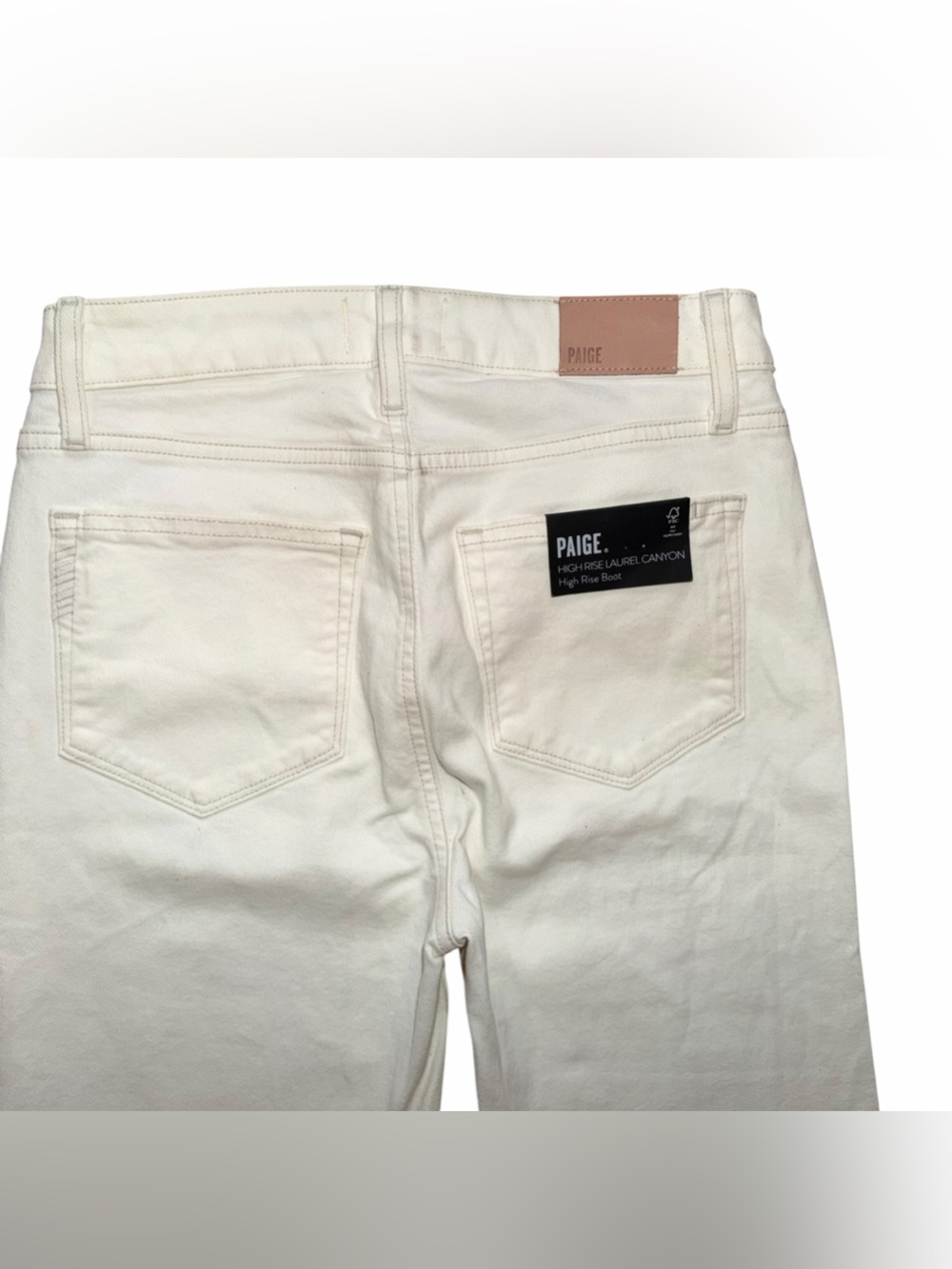 NEW Anthropologie X Paige High Rise Laurel Canyon Flare Jeans White Size 27 - Picture 9 of 9